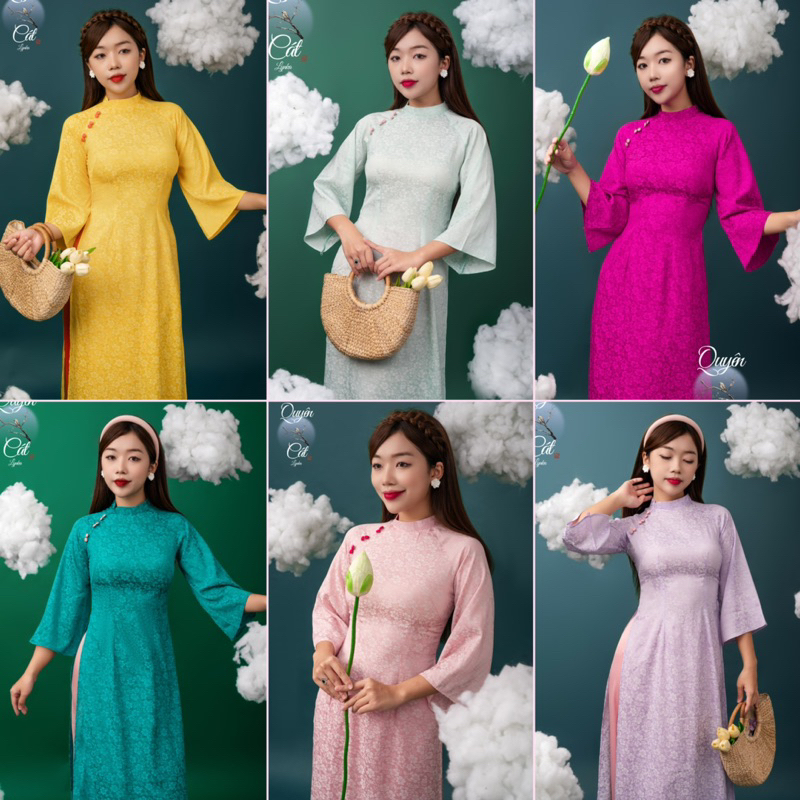 G07- Áo dài Cách tân BIG SIZE cổ lệch đính Cúc/ aodailynka88