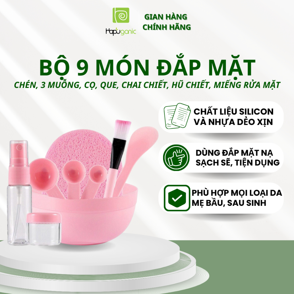 Bộ chén cọ trộn mặt nạ 9 món loại đẹp Hapuganic