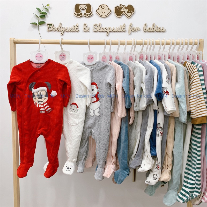 Bộ Sleepsuit NOEL nỉ và cotton / bộ body dài tay họa tiết mừng giáng sinh và Tết cho bé