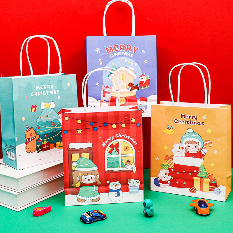 Túi giấy Noel, túi xách đựng quà Noel bằng giấy, túi xách đựng quà Giáng sinh