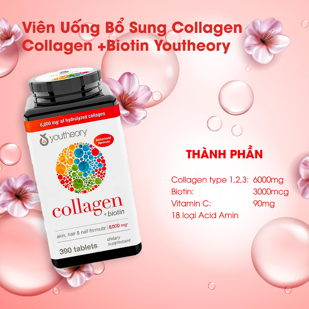 Collagen Kirkland Signature - viên uống bổ sung collagen youtheory Mỹ 390 viên