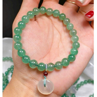Vòng Tay đá Thach Anh dâu màu xanh 8mm mix đồng điệu siêu xinh
