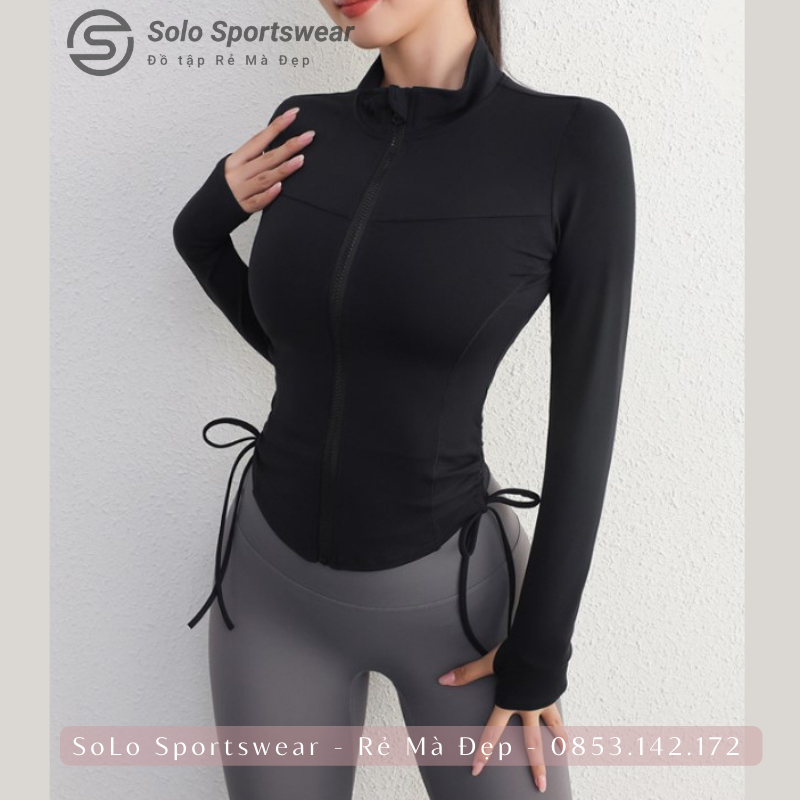Áo Khoác Ôm Body Dây Rút Thể Thao Nữ Tập Gym Yoga❤️𝑯𝑨̀𝑵𝑮 𝑿𝑰̣𝑵❤️ Thun POLYCo Giãn Siêu Tôn Dáng Thoải Mái 𝑮𝒀𝑴𝑺𝑻𝑶𝑹𝑬 309