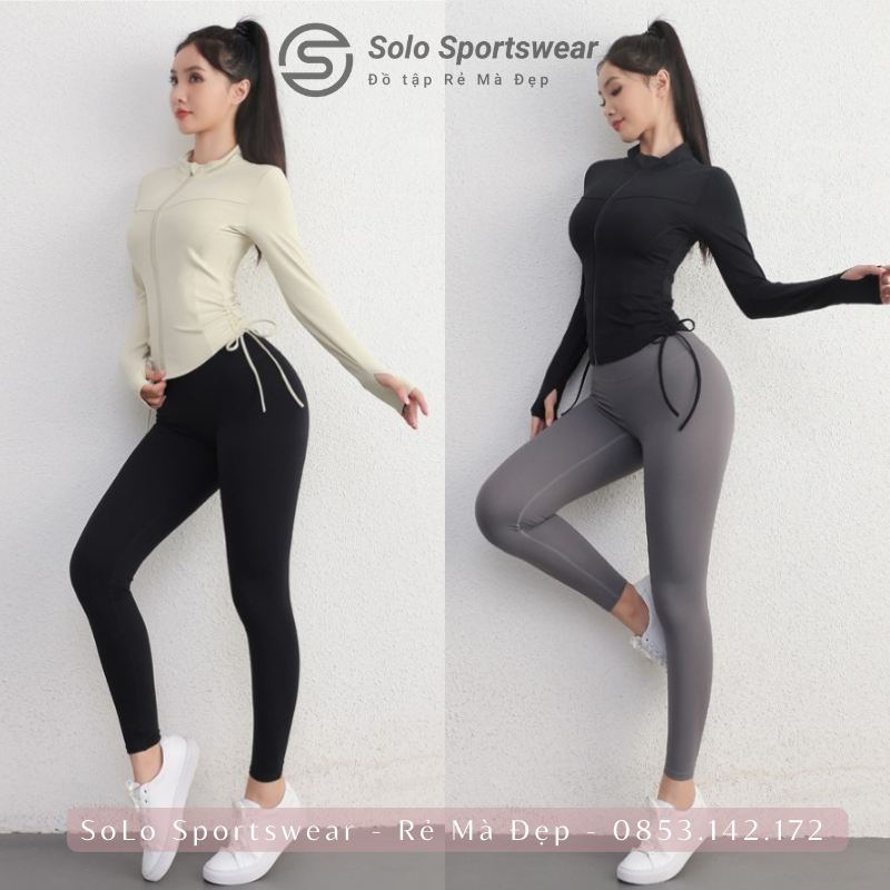 Áo Khoác Ôm Body Dây Rút Thể Thao Nữ Tập Gym Yoga❤️𝑯𝑨̀𝑵𝑮 𝑿𝑰̣𝑵❤️ Thun POLYCo Giãn Siêu Tôn Dáng Thoải Mái 𝑮𝒀𝑴𝑺𝑻𝑶𝑹𝑬 309