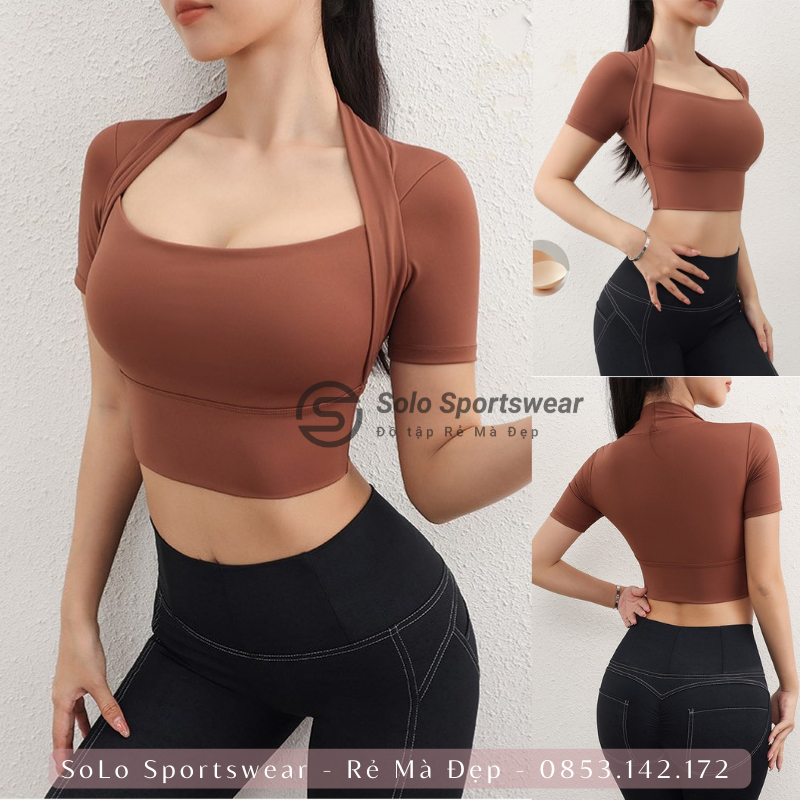Áo Thun Tập Gym Yoga Croptop Ôm Body CÓ MÚT Ngắn Tay Thể Thao Nữ Thun Poly Mềm Mịn Thoáng Mát 𝐆𝐘𝐌𝐒𝐓𝐎𝐑𝐄 296