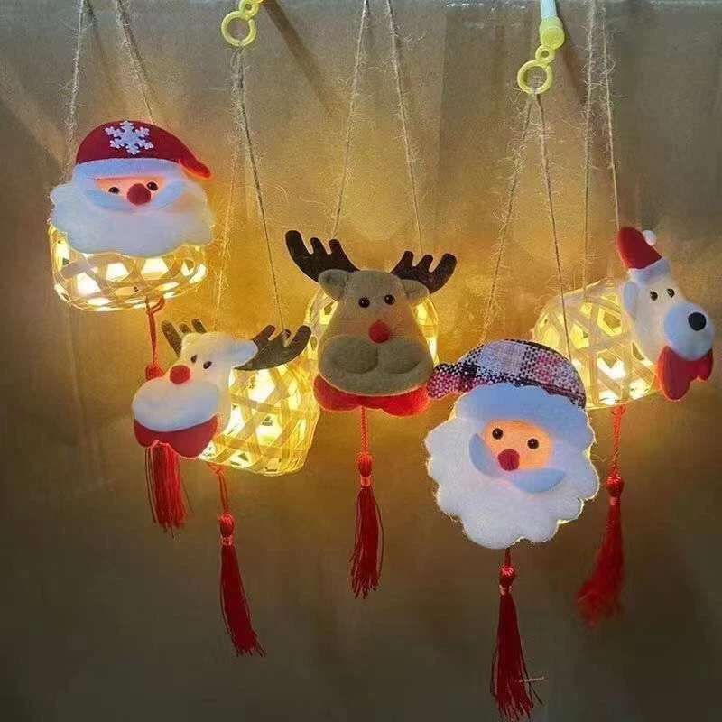 Đèn Lồng Giáng Sinh, Đèn Lồng Trang Trí Noel, Đèn Lồng Thỏ Tre Phiên Bản Noel