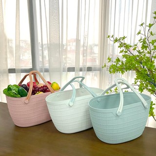 Làn nhựa dẻo, làn đựng đồ đa năng chất liệu nhựa dẻo cao cấp, giỏ đựng đồ dùng đa năng có quai xách tiện lợi