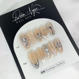 14 Nailbox Thiết Kế Y2K Tone Nude Tráng Gương