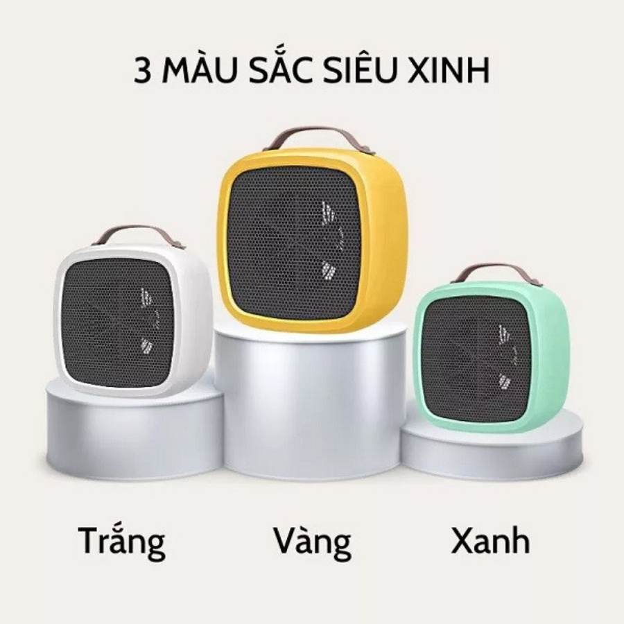 Quạt sưởi mini hình vuông để bàn kèm tai, máy sưởi ấm để bàn mùa đông công suất 500WI tiện lợi QS02