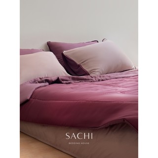 Bộ Chăn ga gối 5 món Tencel Sachi Bedding House Cao Cấp set 2 vỏ nằm ,1 ga giường bo chun,1 vỏ ôm,1 chăn chần bông.