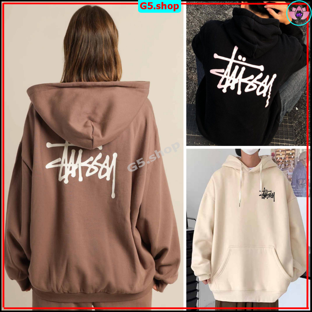 Thời trang stussy nữ áo nỉ giản dị in cổ điển áo khoác nỉ hoodies áo chui đầu unisex - Áo Thể Thao Thu Đông - g5.shop