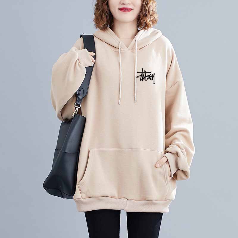 Thời trang stussy nữ áo nỉ giản dị in cổ điển áo khoác nỉ hoodies áo chui đầu unisex - Áo Thể Thao Thu Đông - g5.shop