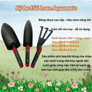 Bộ 3 dụng cụ làm vườn Đài Loan, cào, xỉa, xúc bền đẹp không rỉ sét, cầm chắc tay (Vườn Sài Gòn)