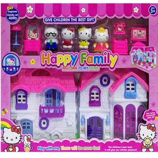 Bộ đồ chơi mô hình ngôi nhà gia đình hello kitty cho bé, ngôi nhà búp bê