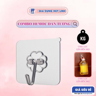 Combo 10 móc dán tường chịu lực siêu dính - Móc dính tường trong suốt dán siêu chắc 6*6cm