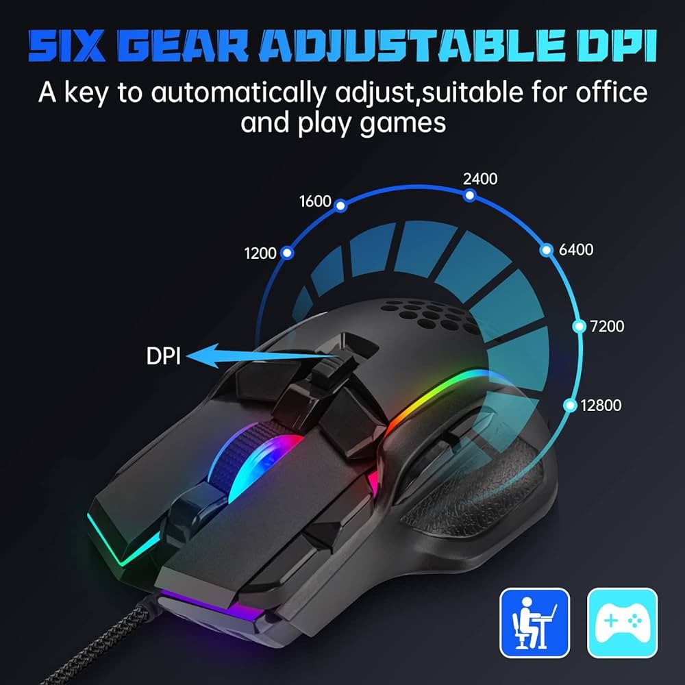 Chuột gaming KACOCON TJ-9 có dây chơi game đèn led dòng cao cấp siêu nhạy thế hệ mới 1000DPI hàng công ty mẫu mới