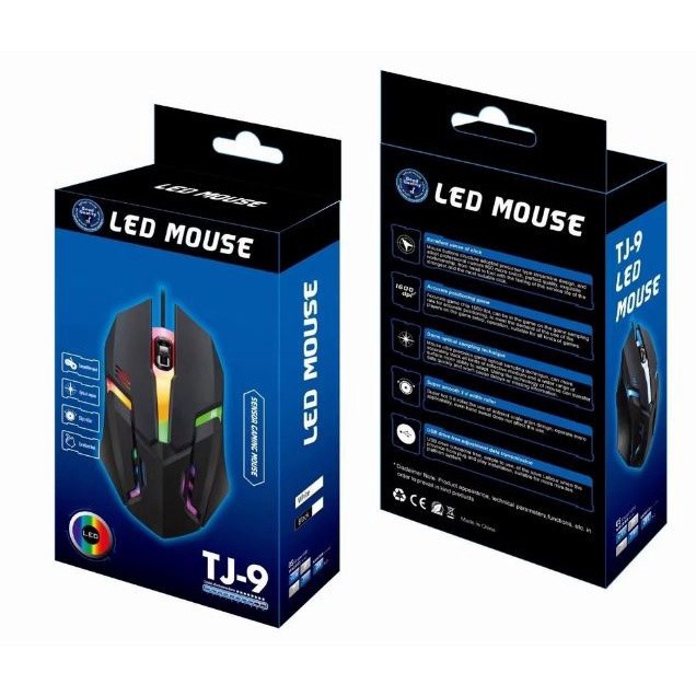Chuột gaming KACOCON TJ-9 có dây chơi game đèn led dòng cao cấp siêu nhạy thế hệ mới 1000DPI hàng công ty mẫu mới