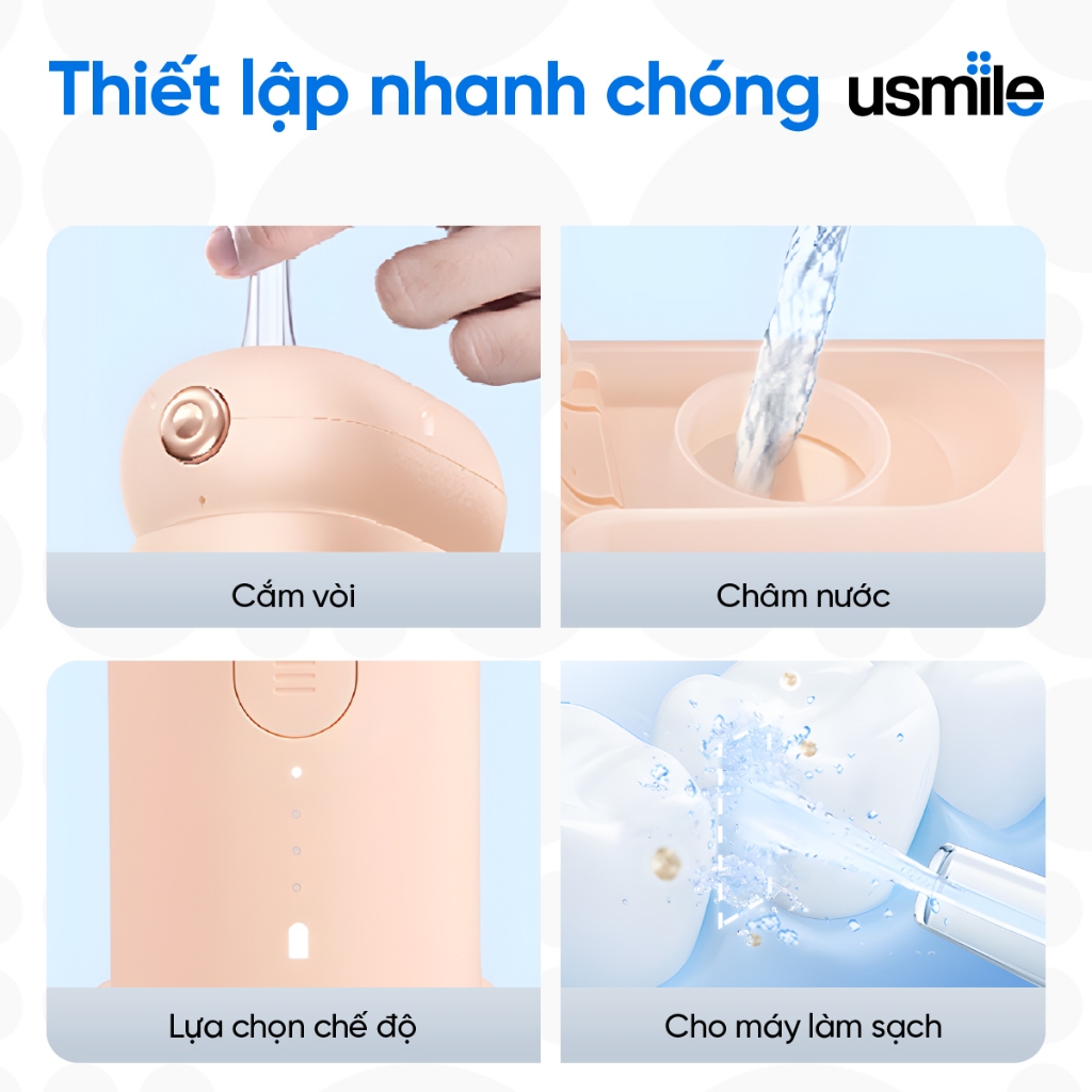 Bàn chải điện sóng âm usmile P1 + Tăm nước usmile CY1