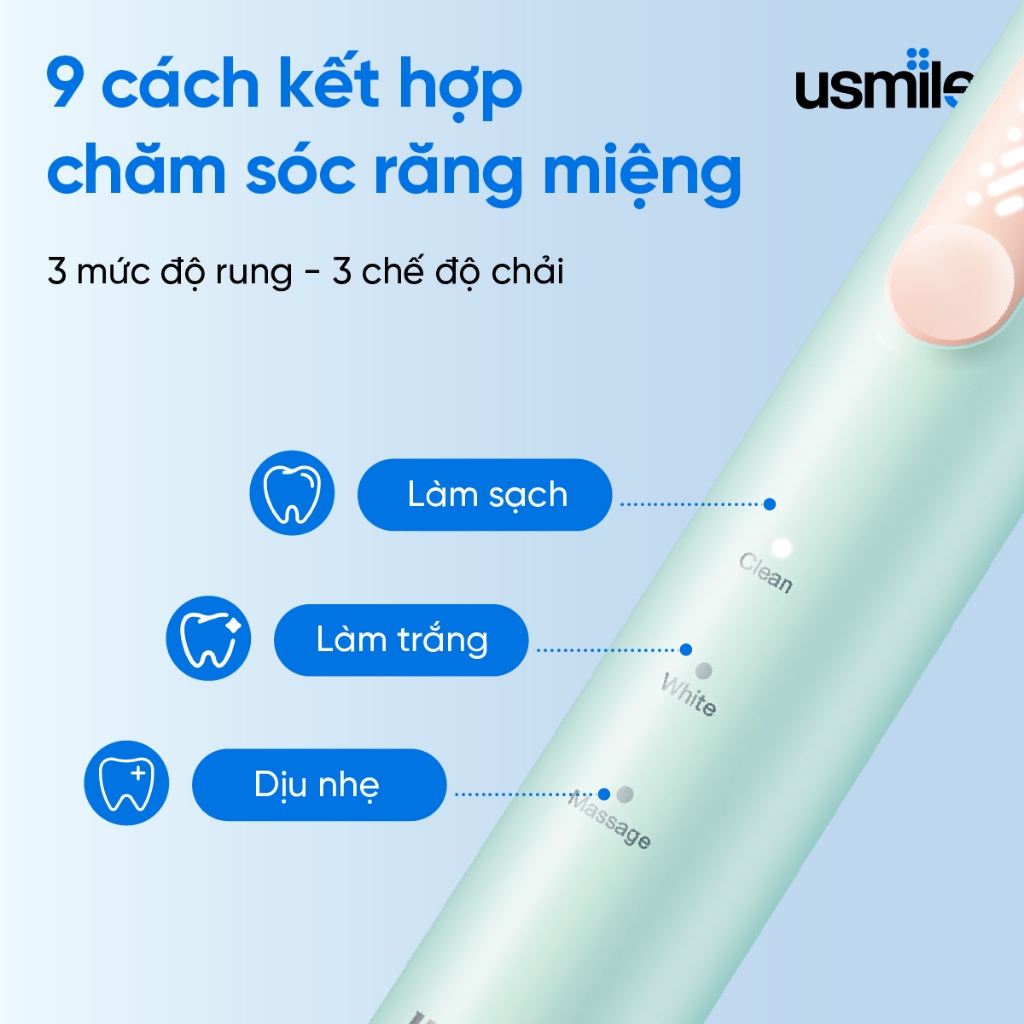 Bàn chải điện sóng âm usmile P4 + Tăm nước usmile CY1