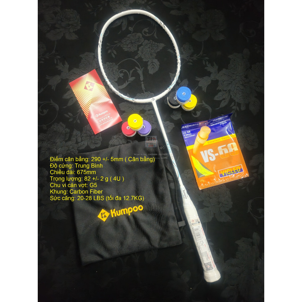 Vợt cầu lông KUMPOO K520Pro, K520S, PC-99Pro, SAKURA kèm lưới + QC