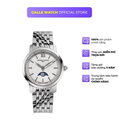 Đồng hồ nữ Frederique Constant Slimline FC-206SW1S6B kính Sapphire cao cấp, dây thép đeo tay thời trang