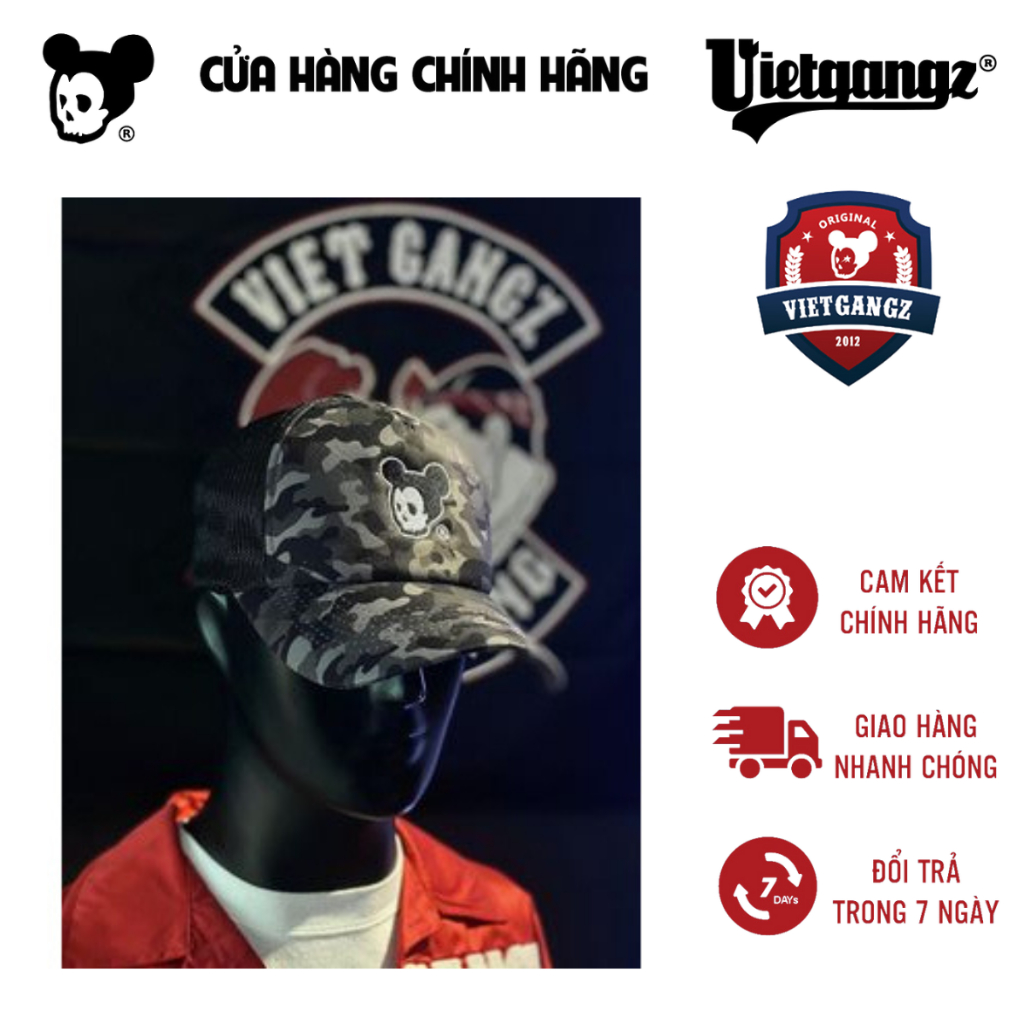 Nón Lưỡi Trai Camo Vietgangz Nam Nữ Thêu Chi Tiết TRÁNH Mất Form Gãy Gập, Đường Gân Sắc Nết
