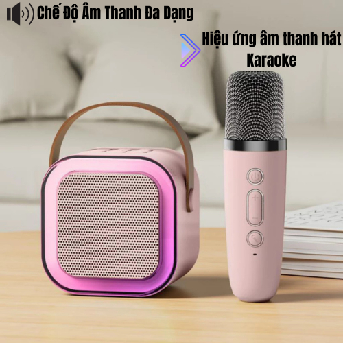Loa Karaoke Mini K12 2 Micro Không Dây , Có Bluetooth Có Đèn Led, Sạc Pin Không Dây, Âm Thanh Hay Bass Chuẩn