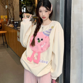 Áo hoodie nỉ nhung nữ không mũ form rộng cute, hoodie taobao nữ chất nỉ dày đáng yêu Hàn Quốc 0993