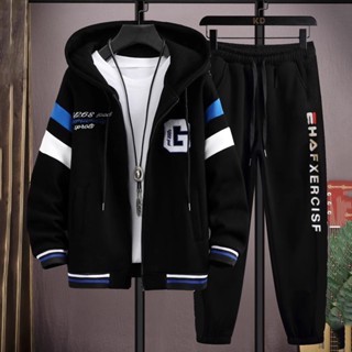  Set Bộ Áo Khoác Nam Dài Tay Khóa Kéo In Chữ Phối Quần Nỉ Bo Gấu Thời Trang Zenkonu AO KHOAC NAM 056 + QUAN NAM 069 