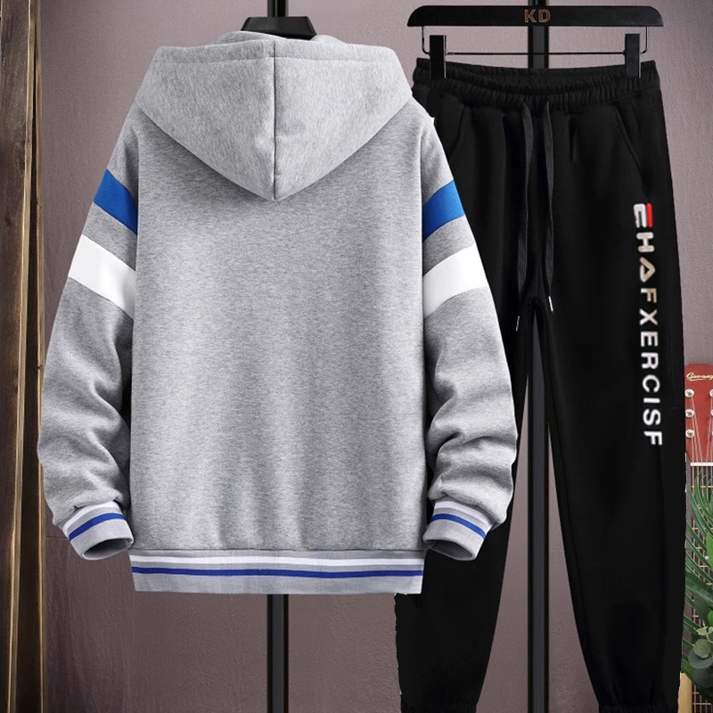 Set Bộ Áo Khoác Nam Dài Tay Khóa Kéo In Chữ Phối Quần Nỉ Bo Gấu Thời Trang Zenkonu AO KHOAC NAM 056 + QUAN NAM 069