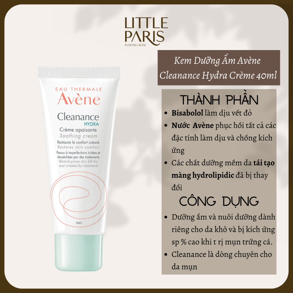 Kem Dưỡng Ẩm Phục Hồi Avène Cleanance Hydra 40ml