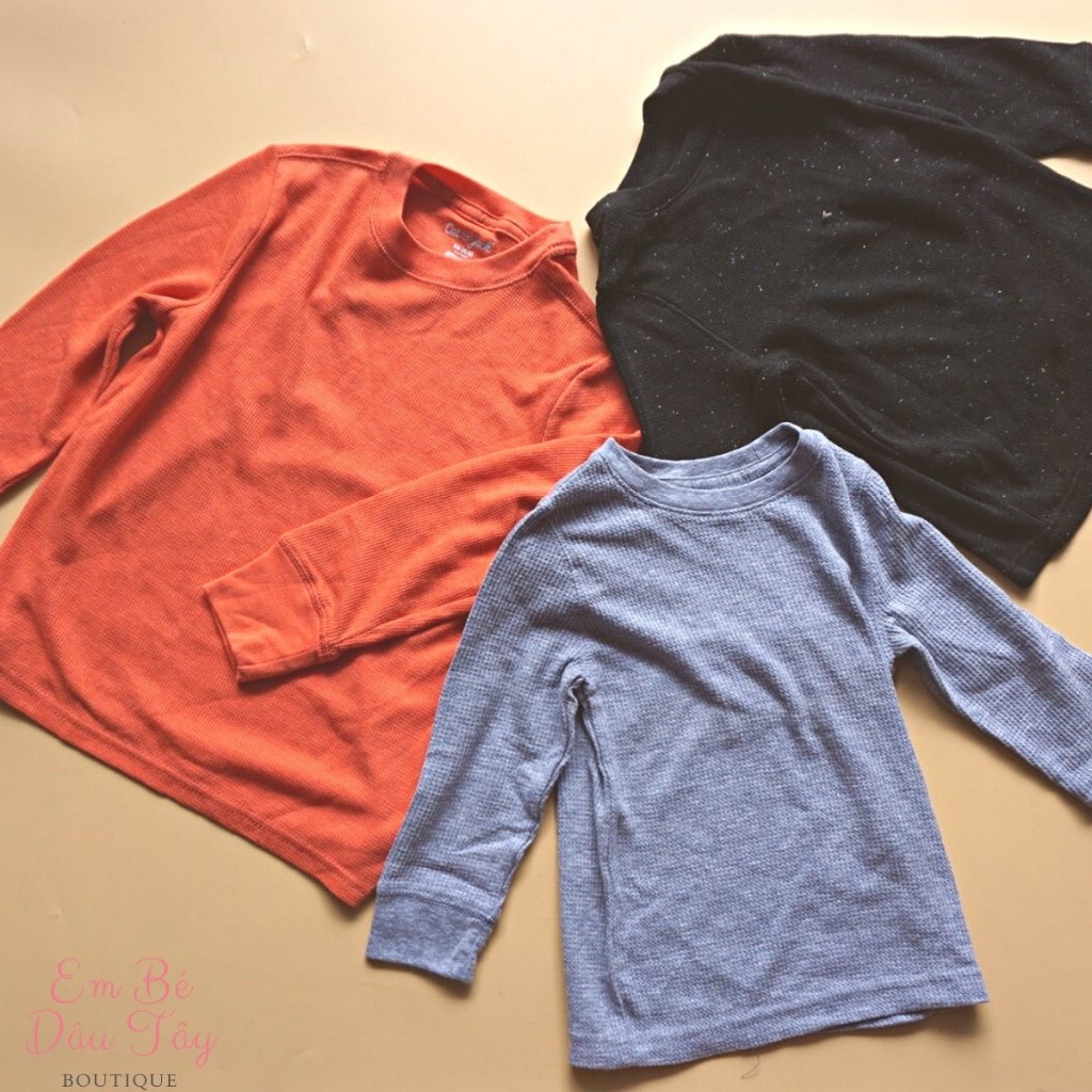 Áo thun dài tay bé trai 8-18kg chất thun tổ ong xịn đẹp C&J VNXK size 12M-5T, áo thu đông bé trai chất tổ ong