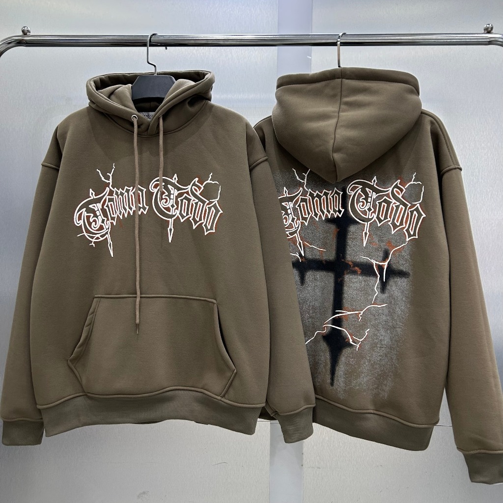 Áo Hoodie in hình Thánh Giá Sấm Sét form rộng - Thời trang nam nữ Unisex Streetwear Hàn Quốc