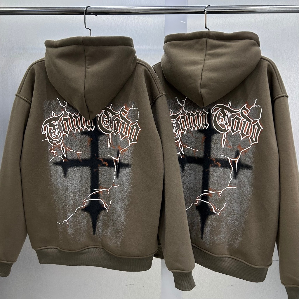Áo Hoodie in hình Thánh Giá Sấm Sét form rộng - Thời trang nam nữ Unisex Streetwear Hàn Quốc