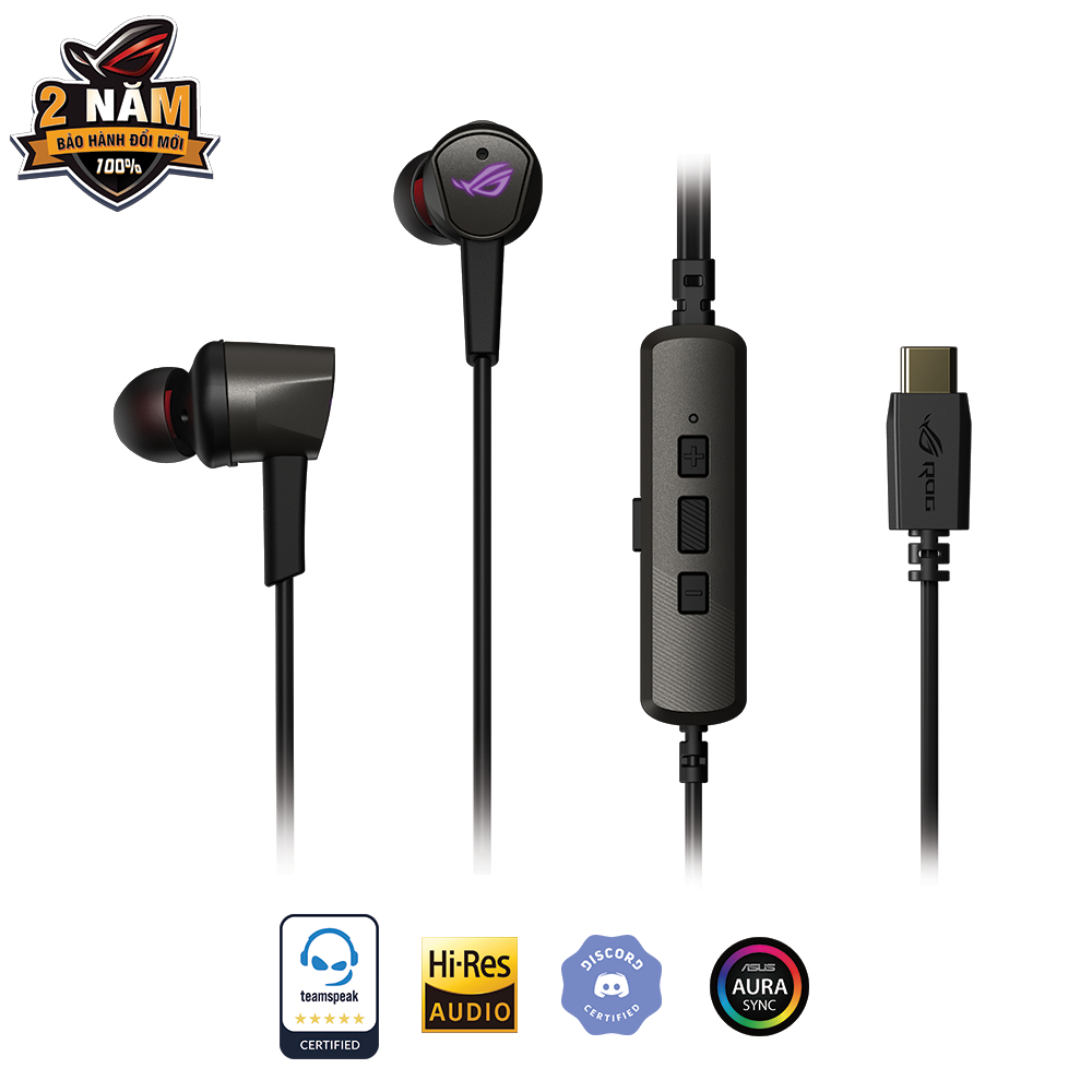 Tai nghe gaming in-ear ASUS ROG CETRA II cổng USB-C, công nghệ khử ồn chủ động ANC, đèn RGB