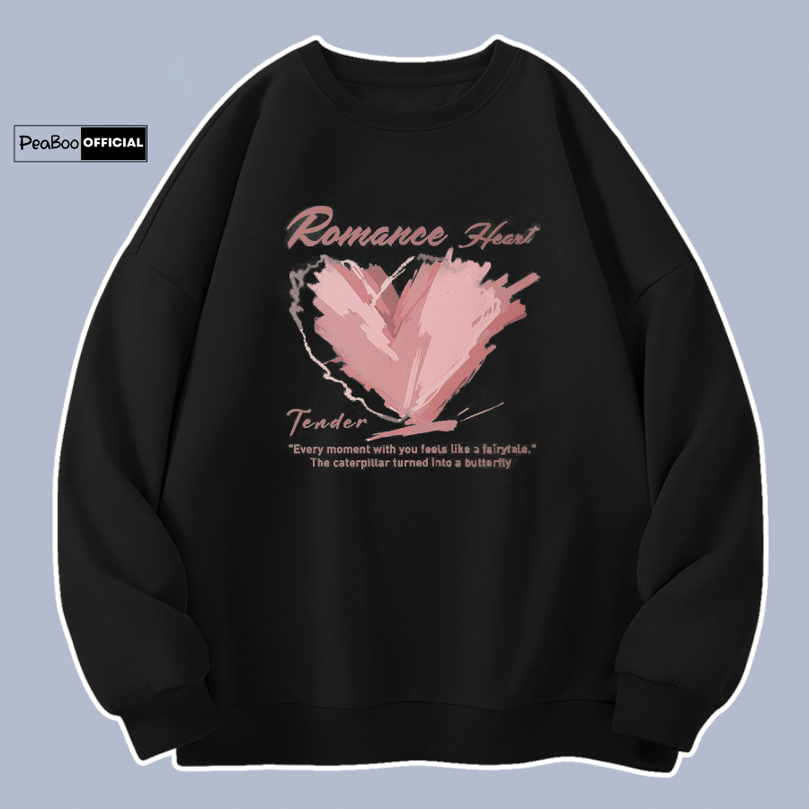 Áo Sweater Romance Heart Nam Nữ By PEABOO Unisex Chất Nỉ Lót Bông Form Rộng