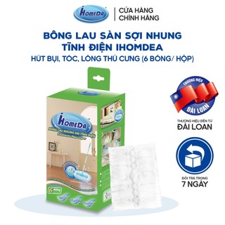 Bông Lau Sàn Sợi Nhung Tĩnh Điện iHomeDa Hút Bụi, Tóc, Lông Thú Cưng Cực Tiện Lợi (6 Bông/ Hộp)