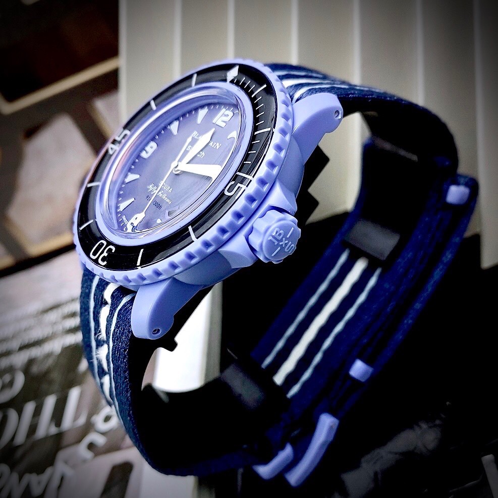 Đồng hồ nam Blancpain x Swatch SO35A100 Bioceramic Atlantic Ocean Watch 42.3mm, Full box, Luxury Diamond Watch