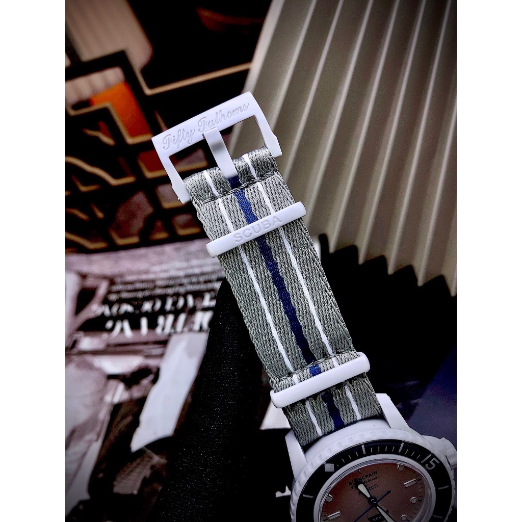 Đồng hồ nam Blancpain x Swatch Scuba Fifty Fathoms Antarctic Ocean Watch SO35S100, Full box, Luxury Diamond Watch