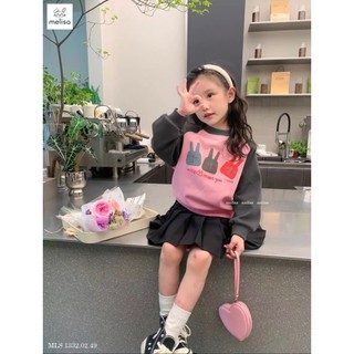 Sét áo nỉ bé gái con thỏ phối chân váy kaki