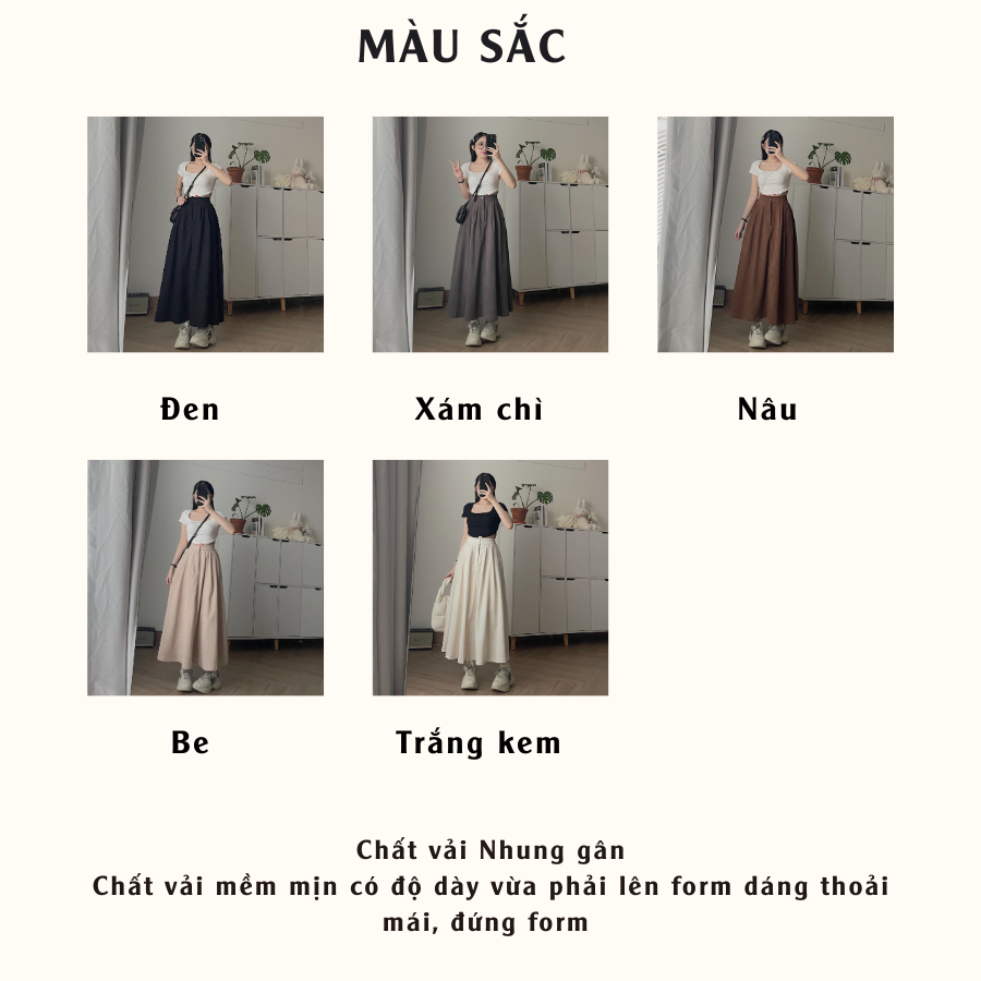 Chân váy nữ dài chất vải nhung gân ABEY 3438 - Jemcloset