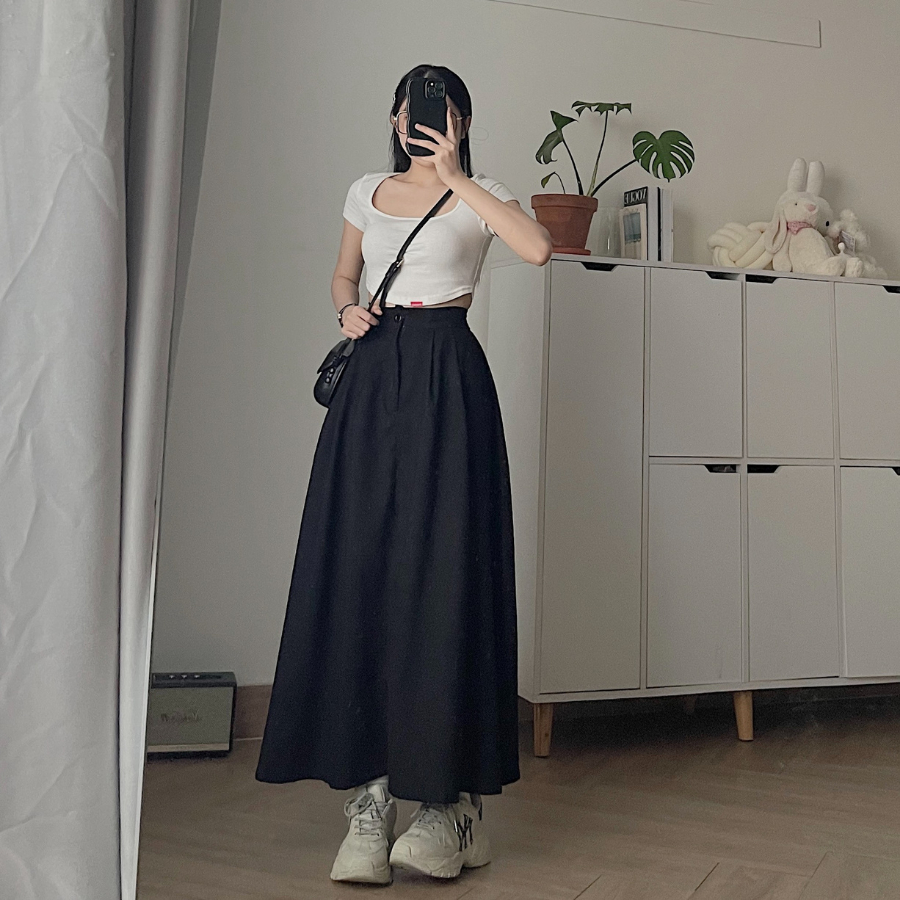 Chân váy nữ dài chất vải nhung gân ABEY 3438 - Jemcloset