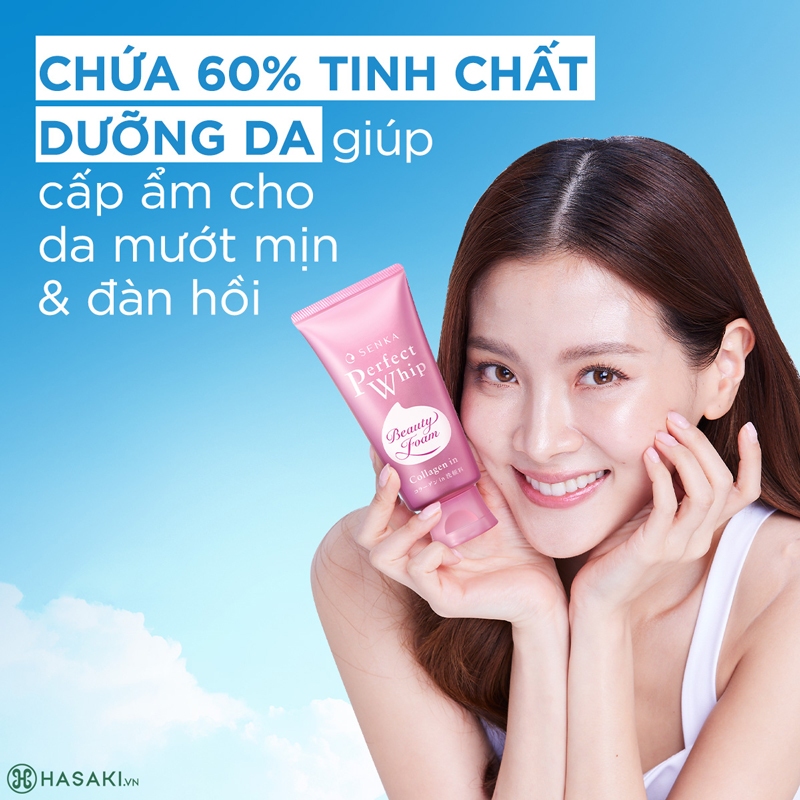 Sữa rửa mặt bổ sung Collagen Senka P Whip Collagen In 120G JP KOI