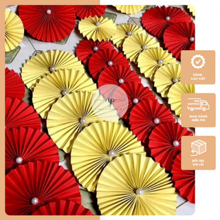 Rẻ quạt trang trí tết, quạt giấy gấp sẵn trang trí oản, quạt giấy trang trí tháp nước, tháp bánh decor siêu đẹp