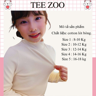 Áo giữ nhiệt cổ 3 phân cho bé trai và bé gái Teezoo chất cotton lót bông nhẹ màu trơn cho bé từ 6 -16kg QA128