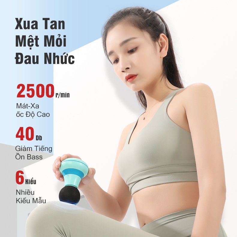 Máy Massage Cầm Tay Mini Súng Massage 6 Chế Độ Giảm Đau Mỏi Cơ Bắp Mát Xa Lưng Vai Cổ Gáy Mat Xa Toàn Thân