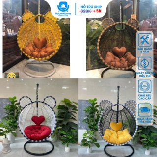 Xích đu tai thỏ Giả mây lõi thép cao cấp trang trí ban công và sân vườn, ghế thư giãn / FutureHomes