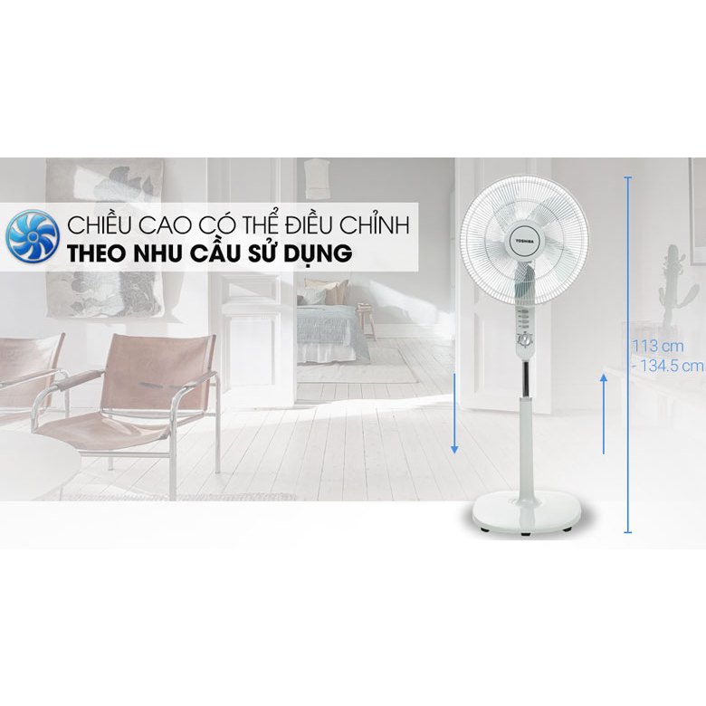 Quạt cây Toshiba F-LSA10VN, 5 cánh, đường kính 40cm, không khiển, chính hãng bảo hành 12 tháng