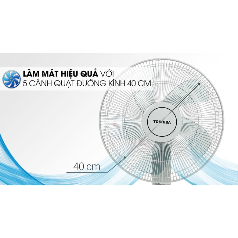 Quạt cây Toshiba F-LSA10VN, 5 cánh, đường kính 40cm, không khiển, chính hãng bảo hành 12 tháng