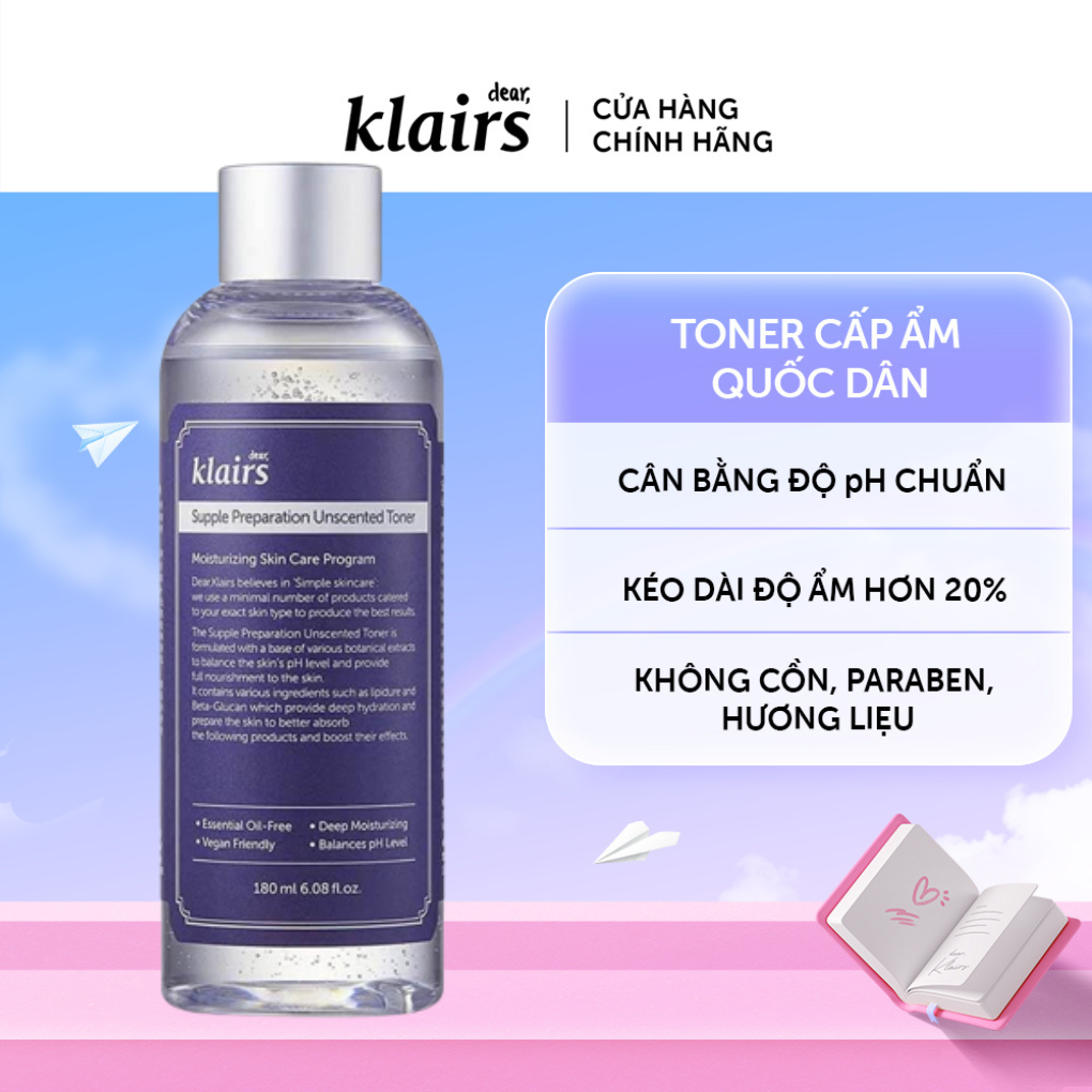 Toner Klairs 180ML không mùi dưỡng ẩm và làm mềm da chính hãng